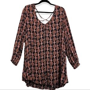 Billabong Gypsy Peasant Dress Tunic Mini Long Sleeve Womens Medium M